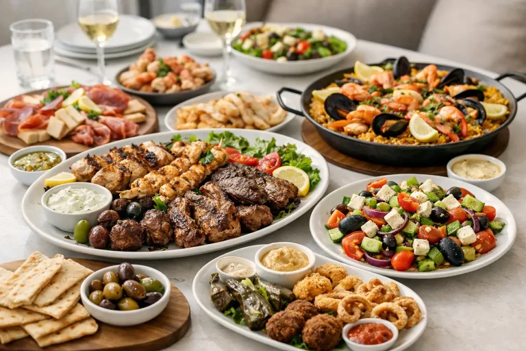 Menú para grupos con varias opciones mediterráneas